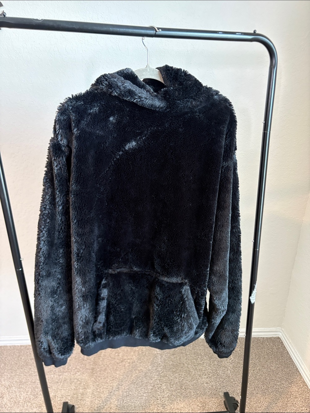 Urban Outfitters Black Faux Fur Teddy Hoodie